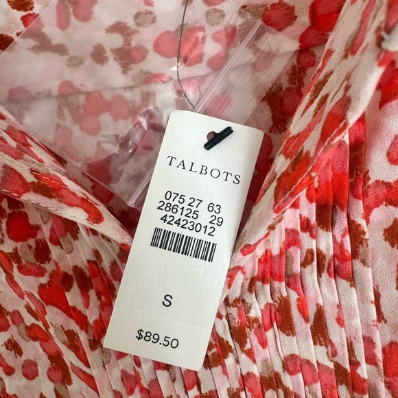 TALBOTS Orange Coral Abstract Patterned Pintucked Career Blouse Size S NWT $90 - Picture 11 of 11